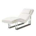 thumbnail image 1 of Astro Faux-Fur Chaise Lounge Chair - Moonstone White/Stainless Steel, 1 of 10