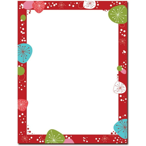 Astro Flakes Christmas Holiday Letterhead Laser & Inkjet Printer Paper, 25 Sheets