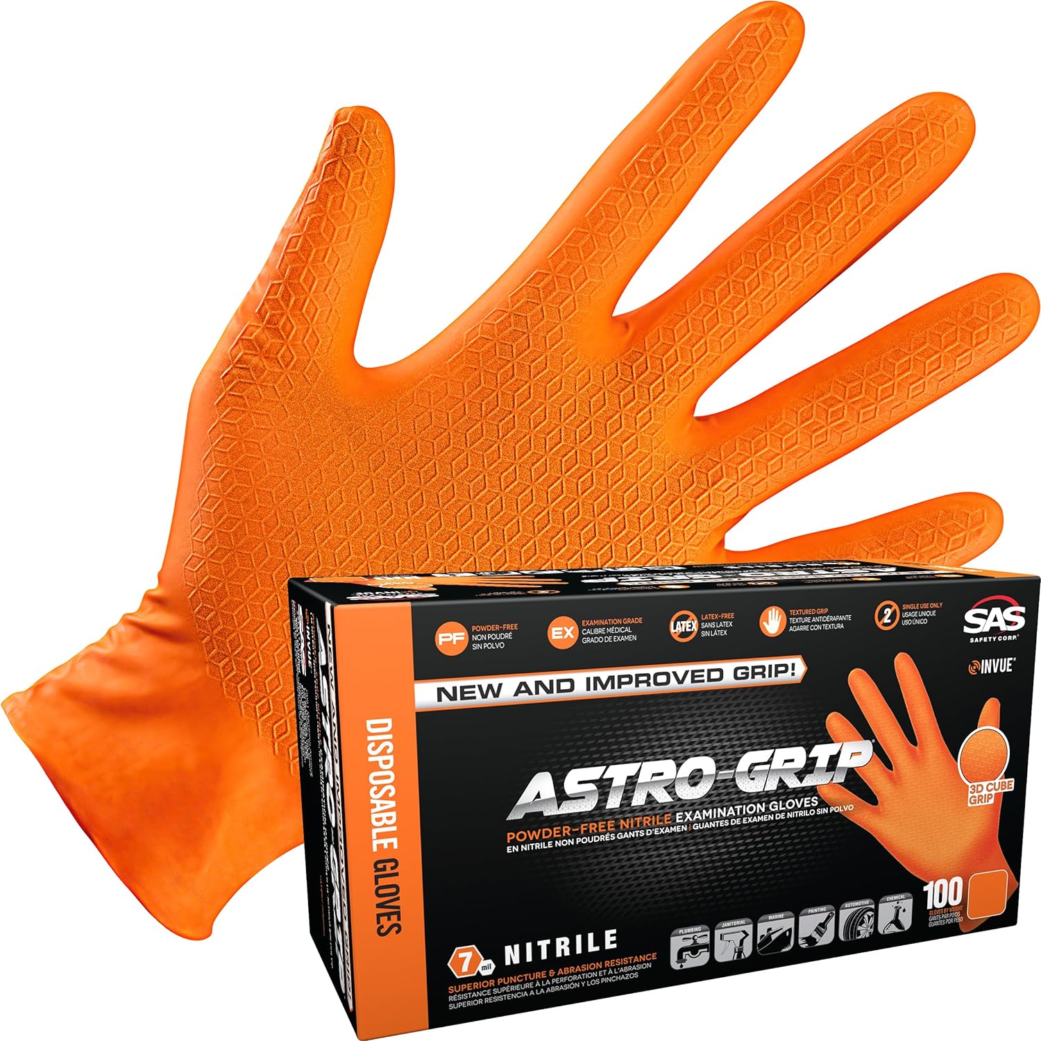 AstroGrip PowderFree Exam Grade Nitrile Disposable Gloves. Size