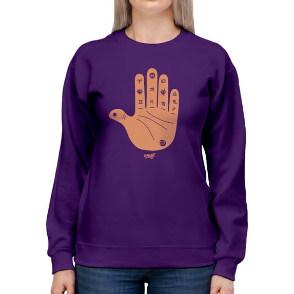 Astro Palmistry - Zodiac Hand Emoji Art Design Women's Sweatshirt