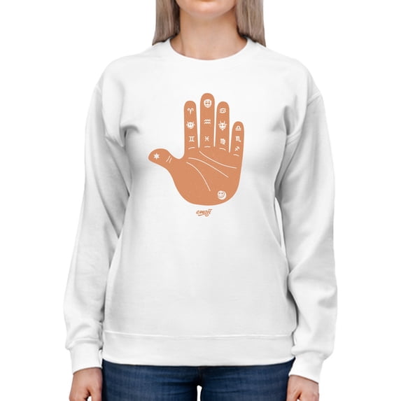 Astro Palmistry - Zodiac Hand Emoji Art Design Women's Sweatshirt