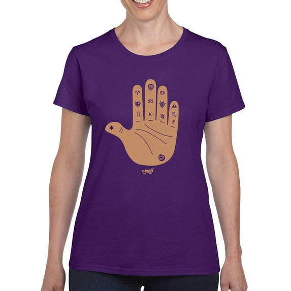 Astro Palmistry - Zodiac Hand Emoji Art Design Women's T-shirt