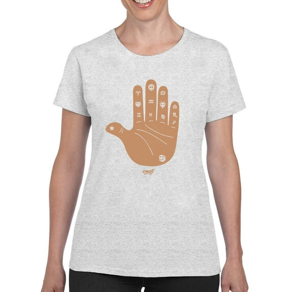 Astro Palmistry - Zodiac Hand Emoji Art Design Women's T-shirt