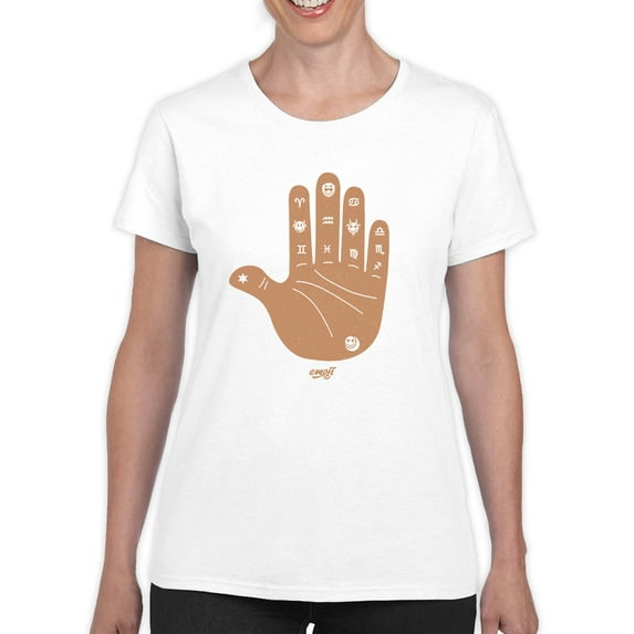 Astro Palmistry - Zodiac Hand Emoji Art Design Women's T-shirt