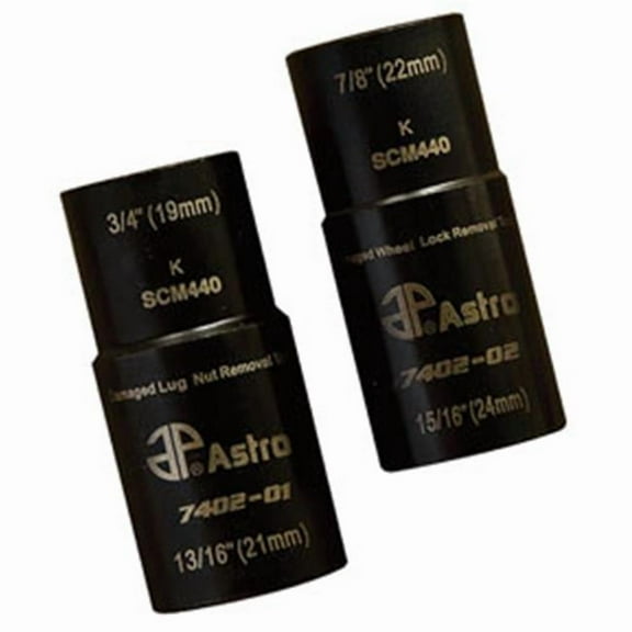 Astro Pneumatic 0.50 in. Drive Double End Damaged Wheel Lock & Lug Nut Removal Twist Socket Set - 2 Piece