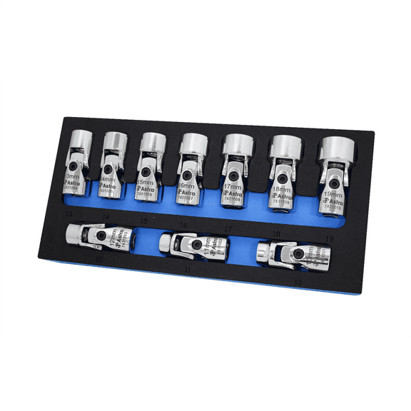 Astro Pneumatic 10pc 3/8" Drive Flex Socket Set - 6 Point - Metric
