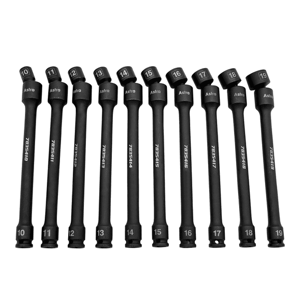 Astro Pneumatic 10pc 3/8" Drive 6Pt Pinless Universal Torque-Saver Impact Extension Socket Set - Metric