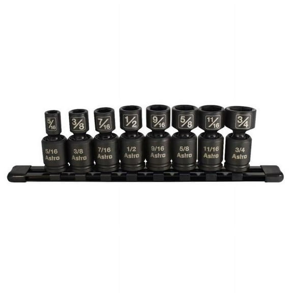 Astro Pneumatic Tool 0.37 in. Drive Nano Pinless Universal Impact Sockets - 8 Piece
