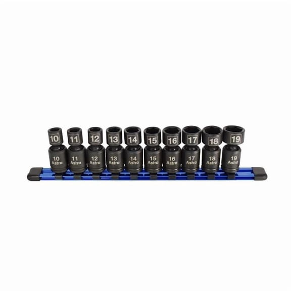 Astro Pneumatic Tool AO78344 0.375 in. Pinless Impact Metric Socket - 10 Piece