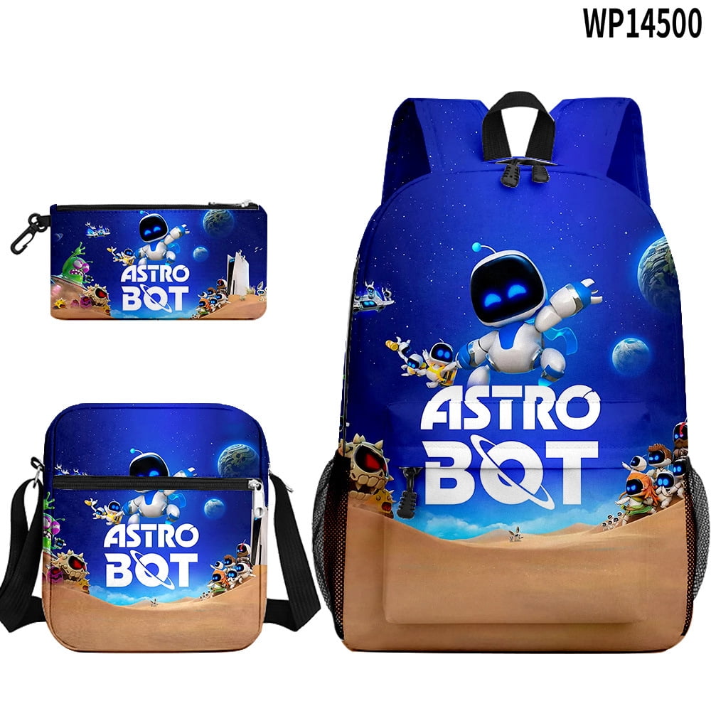 Astro-bot Anime Backpack for Teen/Womens/Mens Cartoon Backpack Set ...