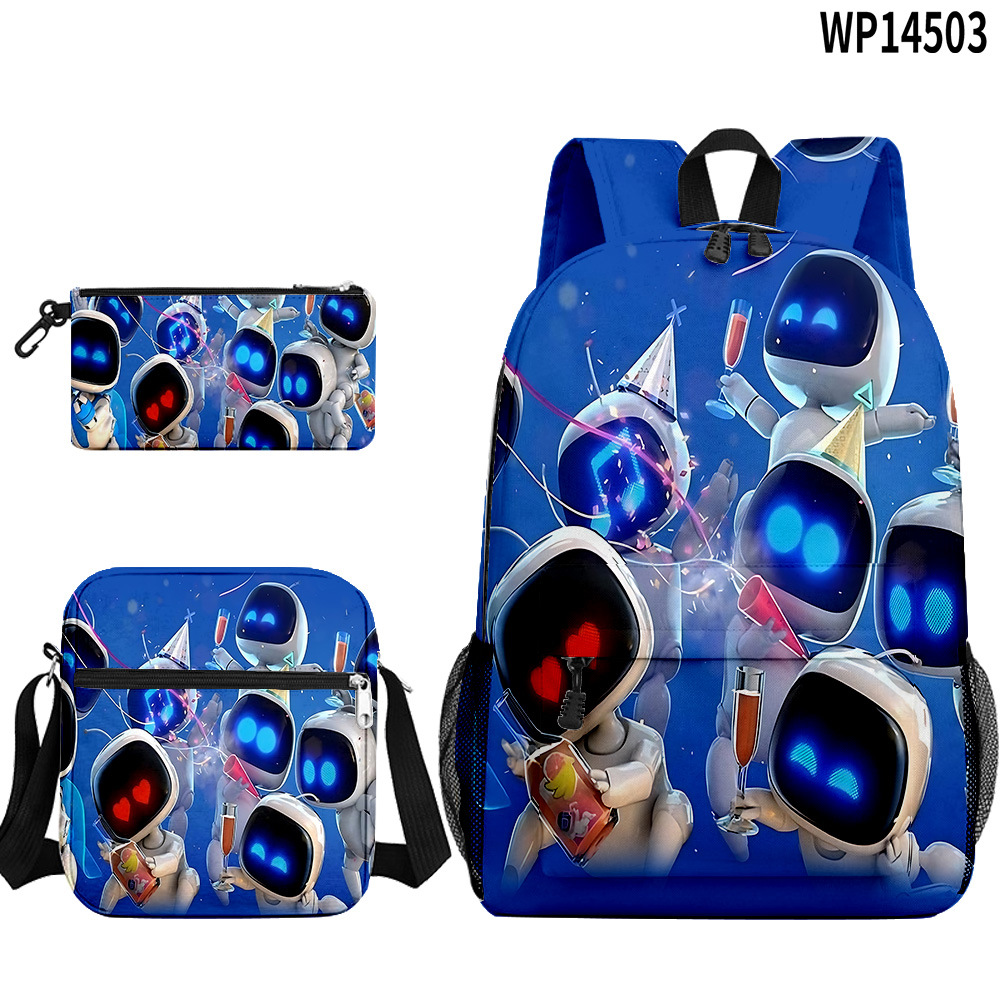 Astro-bot Anime Backpack for Teen/Womens/Mens Cartoon Backpack Set ...