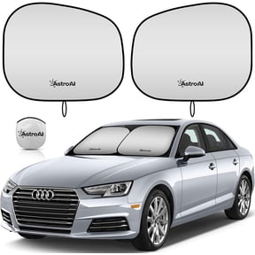 AstroAI Car Sun Shade Windshield -2 Piece Foldable Sunshade for Car Windshield Blocks Max UV Rays and Sun Heat, Titanium Silver Fabric Material, for Most Compact Sports Cars(Small 23.2 x 29.1 inches)