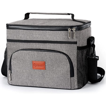 40 Can/24L Lunch Box Cooler Bag, for Picnic, School, Office, Gray