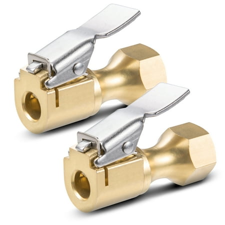AstroAI Air Chuck, Heavy Duty Closed Flow Lock On Tire Chuck with Clip for Inflator Gauge Compressor Accessories, Yellow