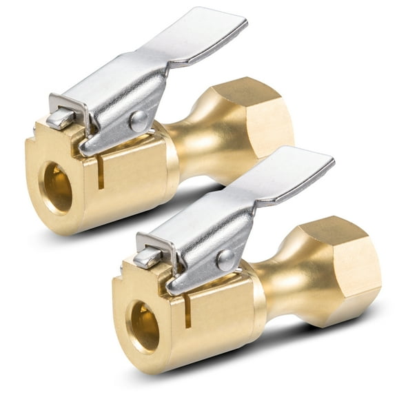 AstroAI Air Chuck, Heavy Duty Closed Flow Lock On Tire Chuck with Clip for Inflator Gauge Compressor Accessories, Yellow