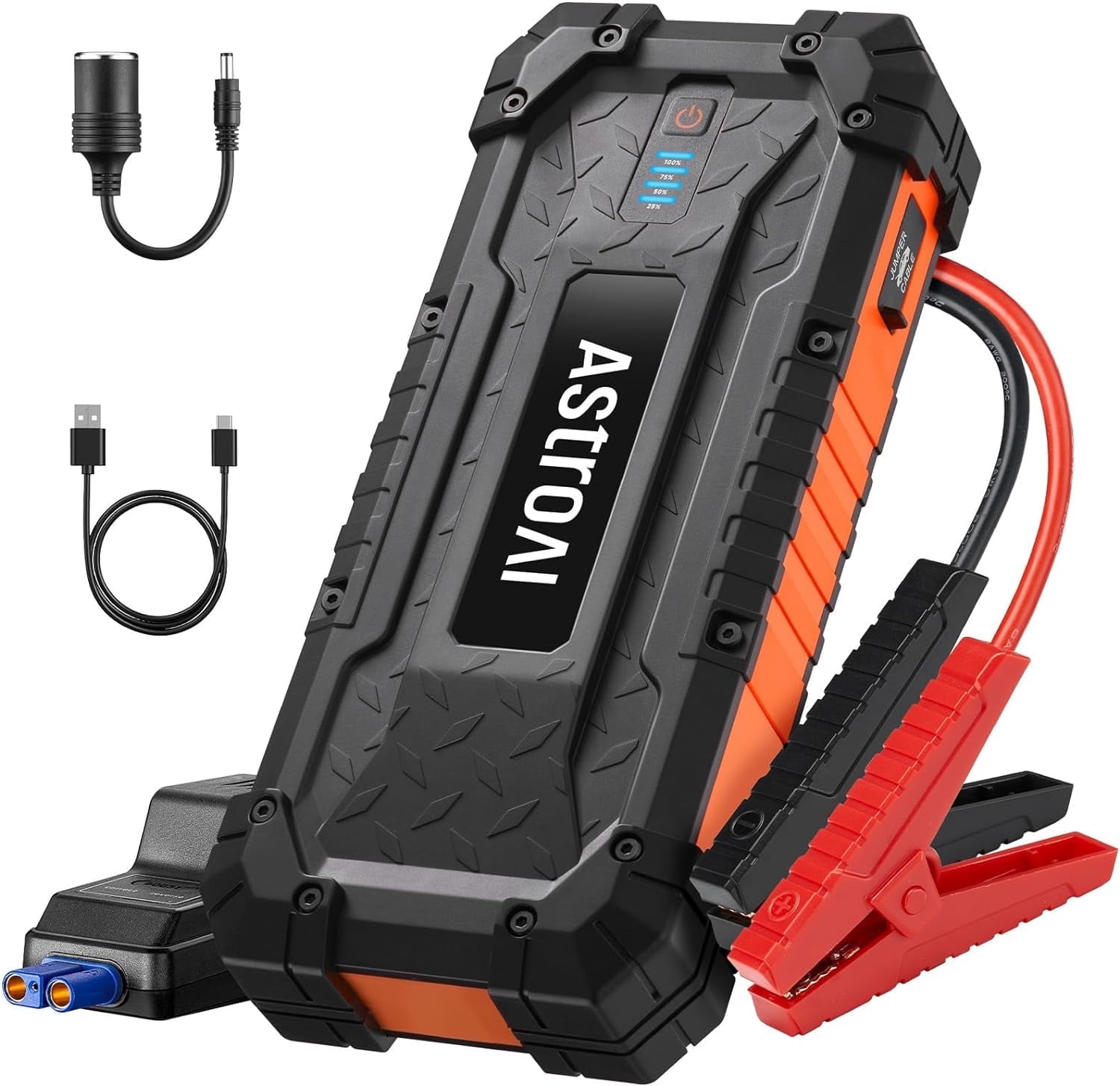AstroAI Car Jump Starter, 4000A Battery Jump Starter with Jumper Cables for All Gas Engines & 12L Diesel, Battery Booster Power Pack, 12V Jump Box with LED Light, Type-C/USB Quick Charge