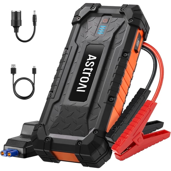AstroAI Car Jump Starter, 4000A Battery Jump Starter with Jumper Cables for All Gas Engines & 12L Diesel, Battery Booster Power Pack, 12V Jump Box with LED Light, Type-C/USB Quick Charge