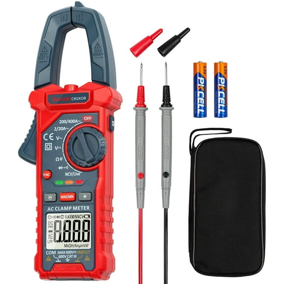 AstroAI CM2K0R 600V, 400A Red LCD Digital Clamp Current Tester