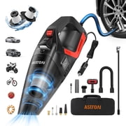 AstroAI 2-in-1 Car Vacuum Cleaner Tire Inflator, Multifunction Handheld Vacuum Air Compressor 12V DC, with Digital Display LED Light, Multi Attachments for Car 