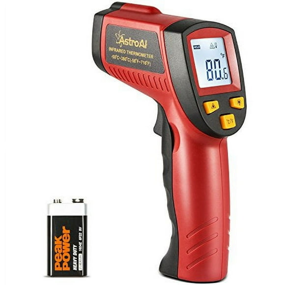 AstroAI Digital Infrared Thermometer 380, Laser Temperature Gun, LCD Screen -58°F ~ 716°F / -50°C ~ 380°C  for Cooking/BBQ/Meat, Red, for Gifts