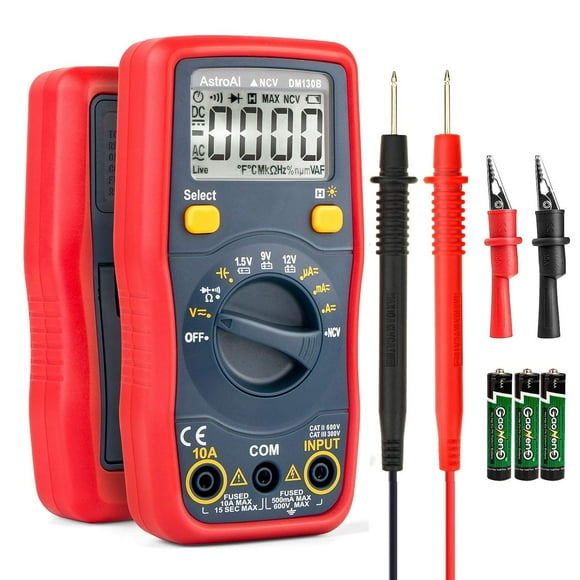AstroAI Digital Multimeter, Voltmeter 1.5v/9v/12v Battery Voltage Tester Auto-Ranging/Ohmmeter/DMM with Non-Contact Voltage Function, Accurately Measures Voltage Current Amp Resistance Capacitance