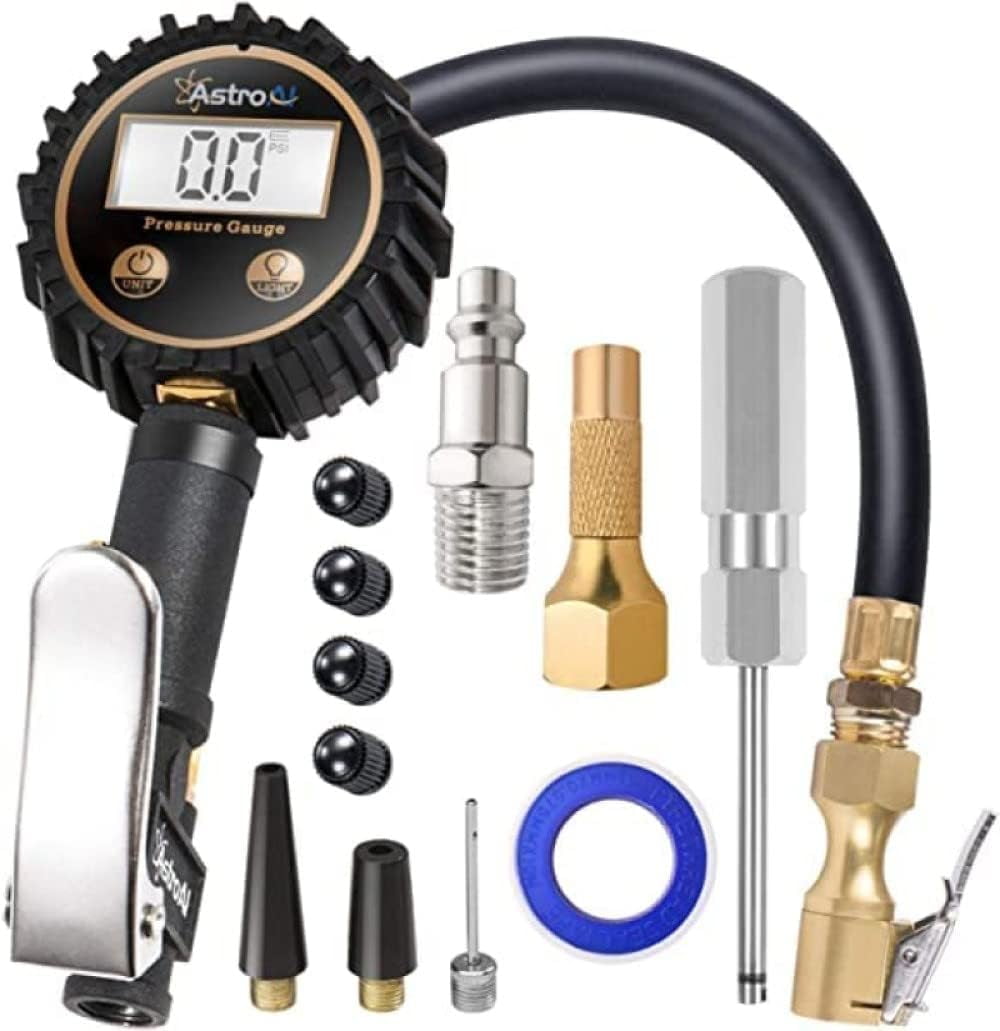 AstroAI Digital Tire Inflator Gauge 250 PSI with Heavy Duty Air Chuck White