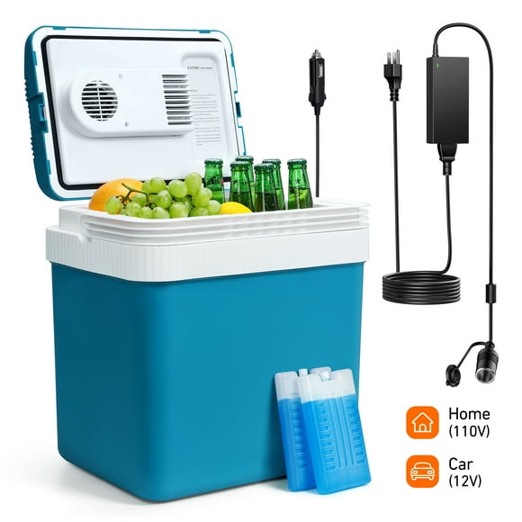 AstroAI Electric Cooler 26 Quarts/ 24 Liter,  Car Cooler for Beverage, Beer, Wine, Seafood, Fruits, Home and Travel with 2 Ice Packs, AC, DC, RV use