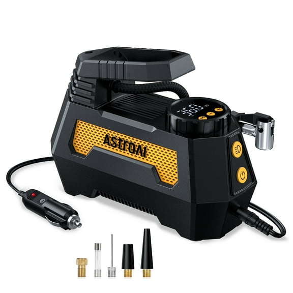 AstroAI H2 Tire Inflator Portable Air Compressor Tire Pumps, 150PSI, 12 DC Auto Pump with Digital Pressure Gauge, Emergency LED