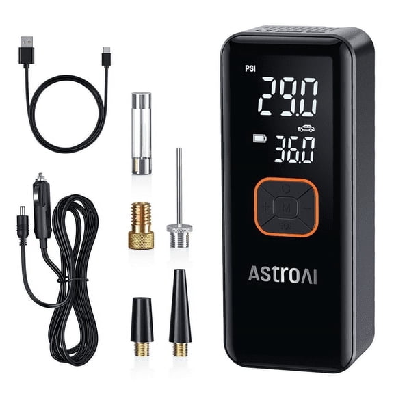 AstroAI L2 Tire Inflator Portable Air Compressor, Cordless Car Tire Pump with 6600 mAh Battery & DC Cord