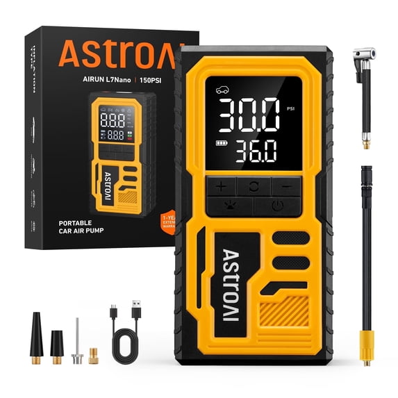 AstroAI Cordless Tire Inflator Portable Air Compressor 4000mAh, Air Pump for Car Tires, Bicycle, Motorcycle, 150PSI Rechargeable Compact Bike Tire Pump with LED Light & Digital Pressure Gauge
