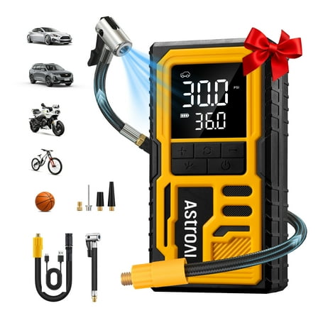 AstroAI Cordless Portable Tire Inflator 5200mAH 150 Psi Digital Pressure Gauge, Air Compressor Bike Pump, Fast 1-min Inflation, Auto Shutoff, LED Light, Compact Automotive Pump Rechargeable, for Gift