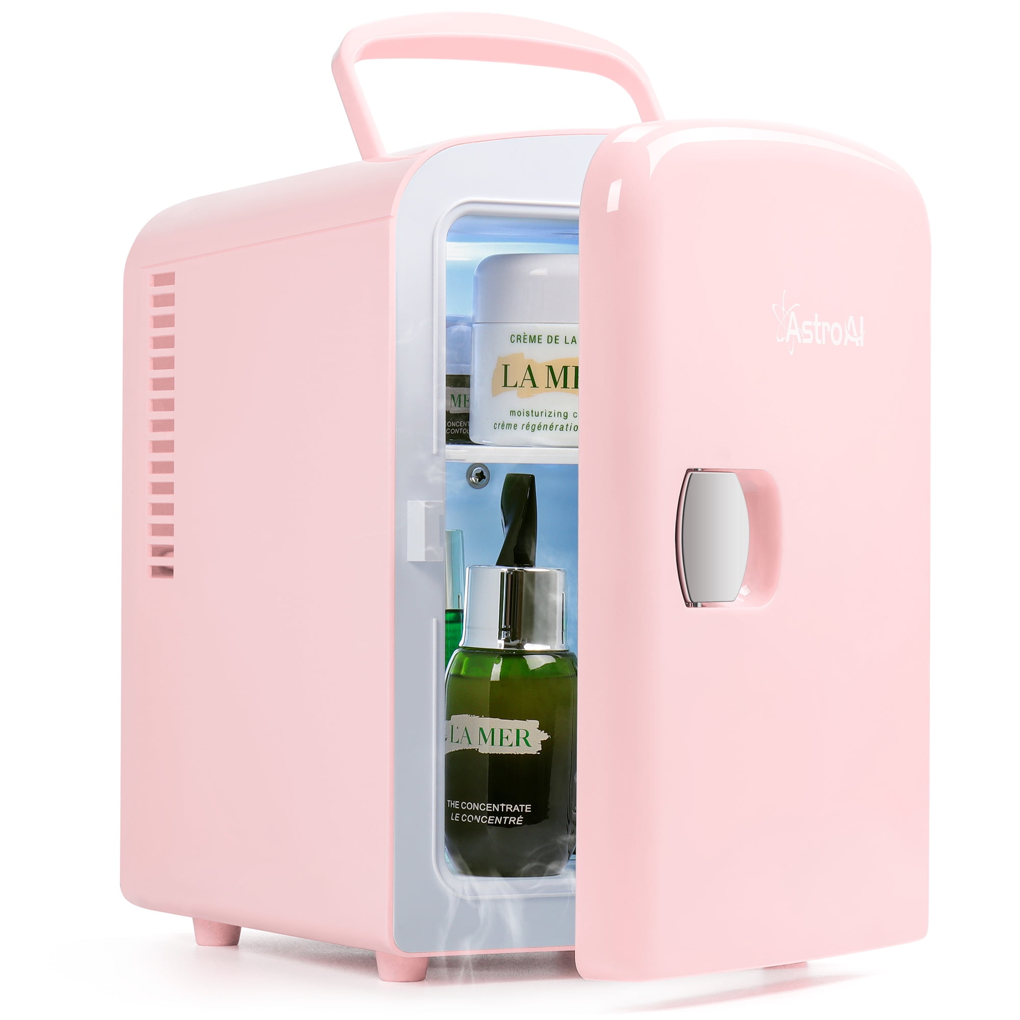 AstroAI 4 Liter/6 Can Portable Mini Fridge, Small Refrigerator,Mini Refrigerator, AC/DC, Pink Color