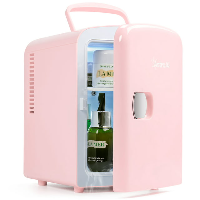 AstroAI Mini Fridge, 4 Liter/6 Can AC/DC Portable Cooler/Warmer Refrigerators Organizer for Skincare, , Beverage, Food, Cosmetics, Home, Office and Car, ETL Listed (Pink)