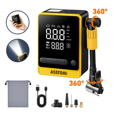 AstroAI Cordless Tire Inflator for Car & Bike 150PSI, 6-IN-1 Electric Bike Tire Pump 12s Fast Inflate, 6000mAh Portable Air Compressor Bicycle Pump Air Pump for Car Tires, Bicycles, Motorcycles