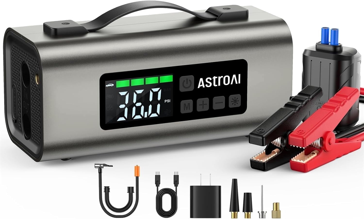 AstroAI Portable Car Jump Starter with Air Compressor 150PSI, 2500A Car Battery Jump Starter Pack Up to 7.5L Gas & 5.0L Diesel Engine, UL Certified