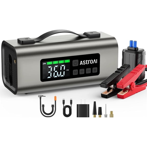 AstroAI Portable Car Jump Starter with Air Compressor 150PSI, 2500A Car Battery Jump Starter Pack Up to 7.5L Gas & 5.0L Diesel Engine, UL Certified