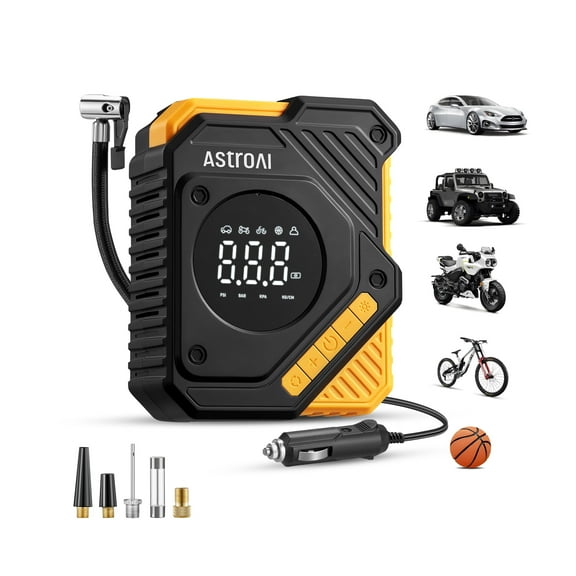 AstroAI Tire Inflator Air Compressor 12V DC, Digital  Pressure Gauge Car Tire Pump 150 PSI, Auto Shutoff, Electric Air Pump for Car Tires, Bicycles, Other Inflatables, for Gift
