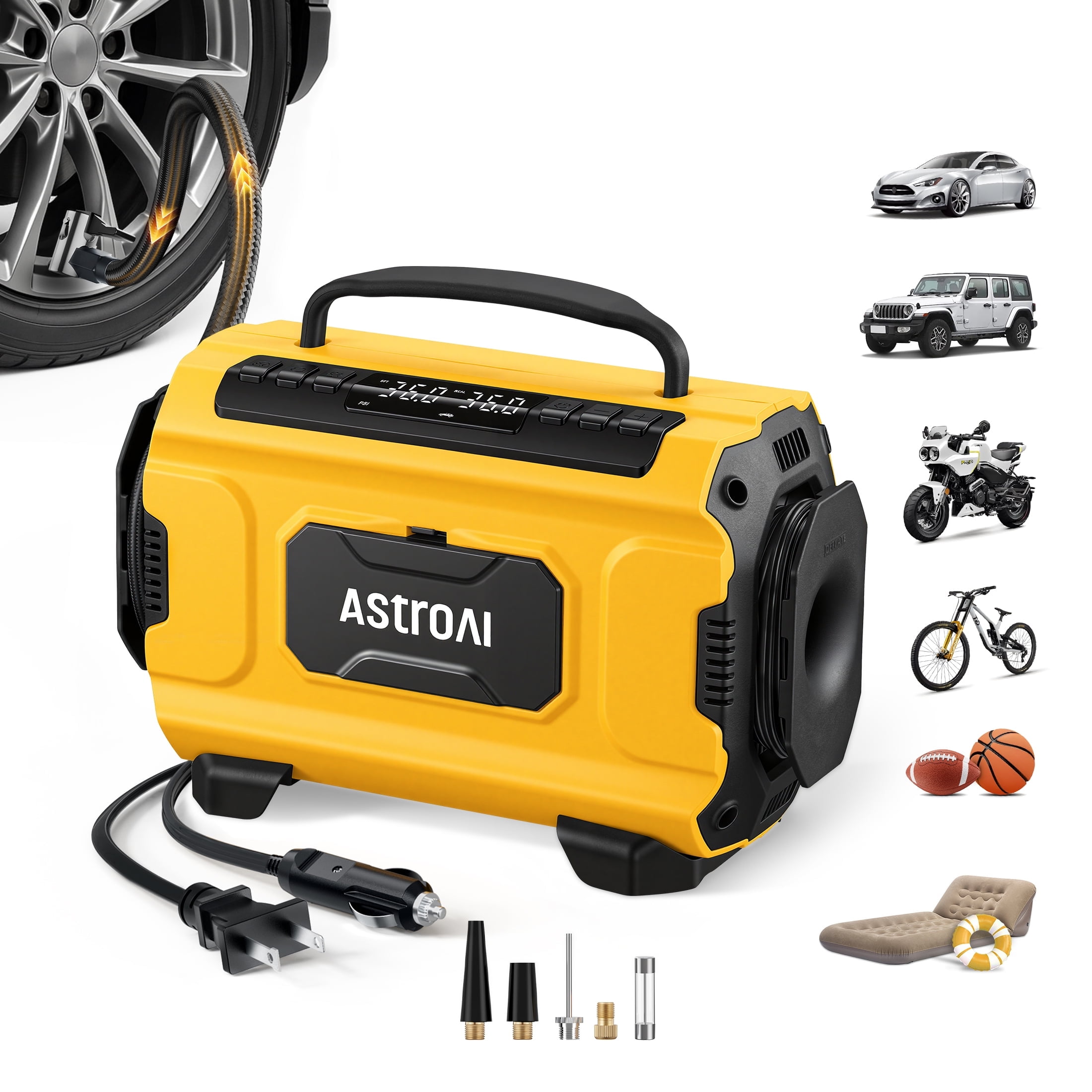 AstroAI Tire Inflator Air Compressor Portable Electric Pump for Tires ...