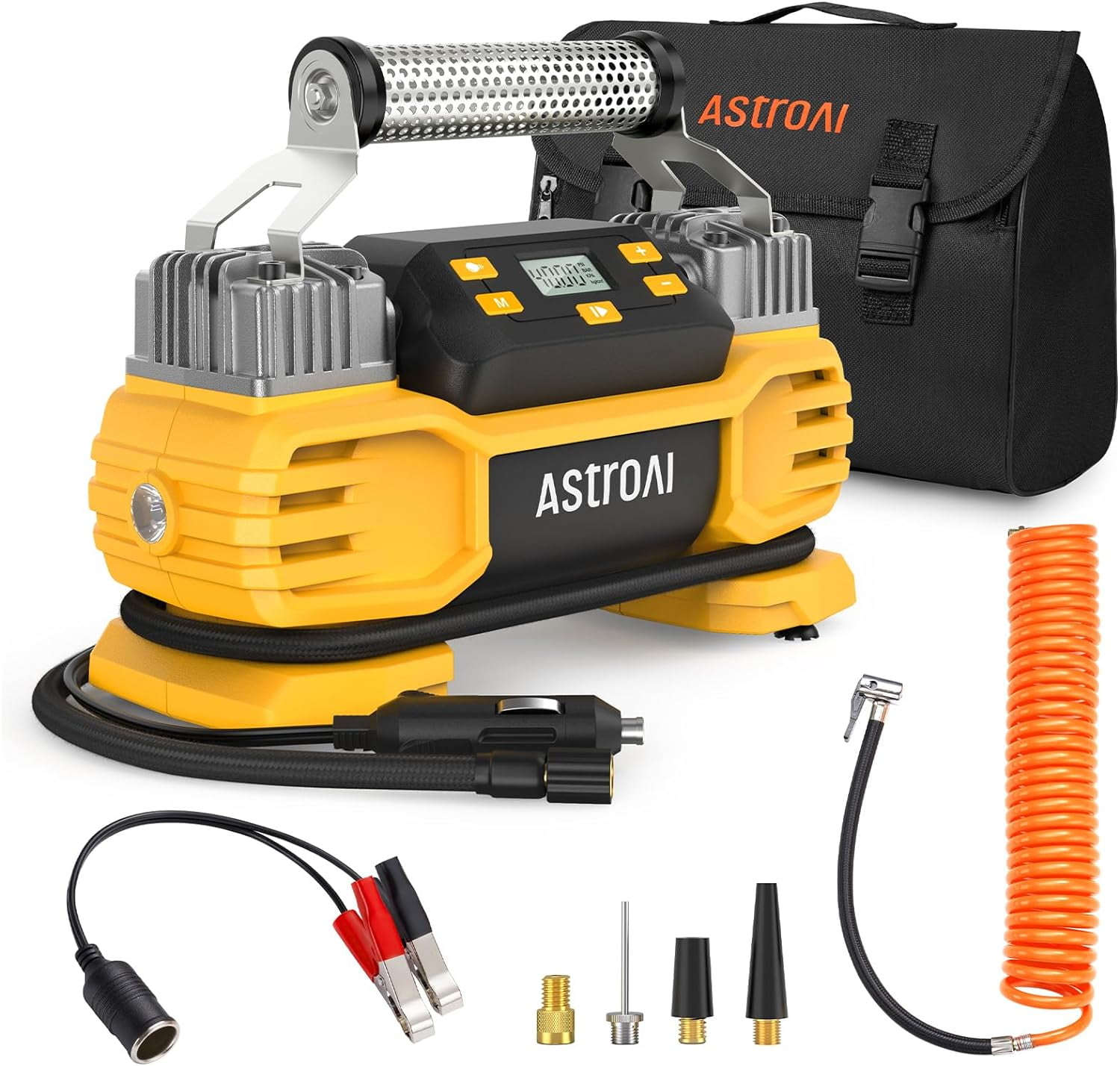 AstroAI Tire Inflator Air Compressor for Tires, 160 PSI Heavy Duty Tire Air Pump for Trucks, Cars, with Dual Cylinders, Dual Motors, Dual Power