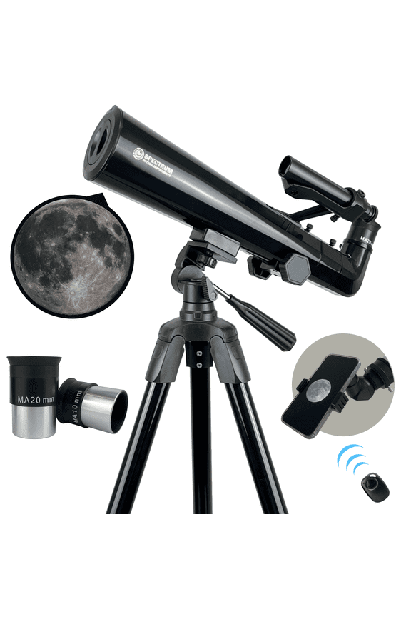 AstroLite 70AZ Hex Unibody Refractor Telescope 20x-120x Magnification - 70mm Aperture 400mm Focal Length Telescope Bonus Smartphone Adapter - Manual Alt-AZ Telescope for Beginners
