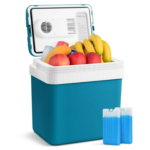 Astroai 24 Liter (26 qt) Electric Cooler, Thermoelectric Car Fridge, Portable Refrigerator for Home and Travel, 12V DC, Blue-Green