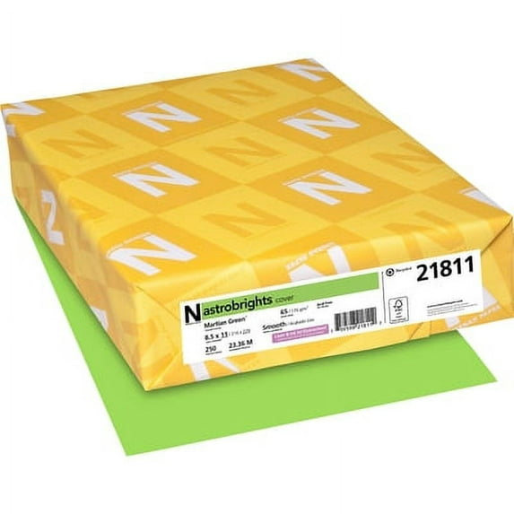 Astrobrights 21811 Astrobrights Colored Card Stock, 65 lb., 8-1/2 x 11, Martian Green, 250 Sheets