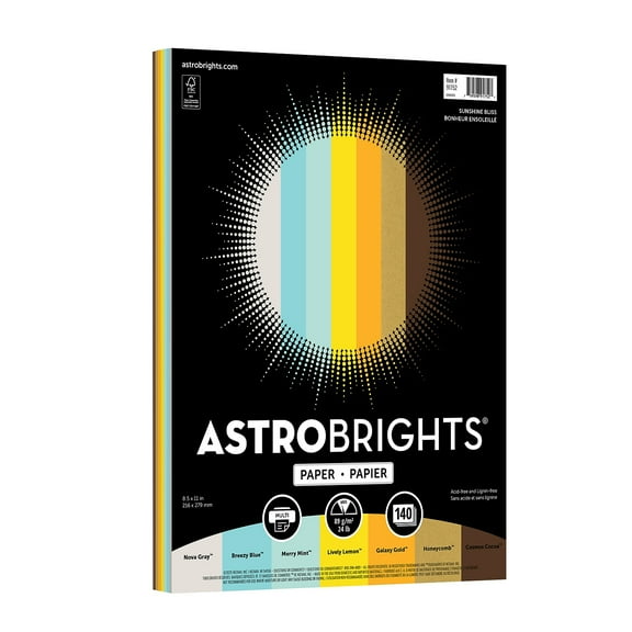 Astrobrights 8.5" x 11" Color Copy Paper 24 lbs. Sunshine Bliss 140 Sheets/Ream (91752)