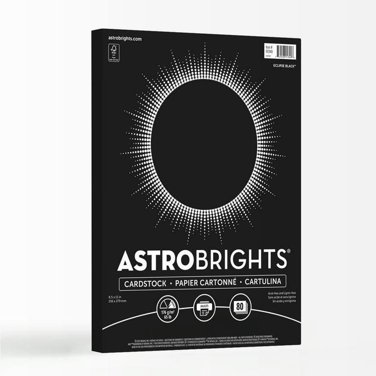 Astrobrights Colored Card Stock 65 lb. 8-1/2 x 11 Eclipse Black