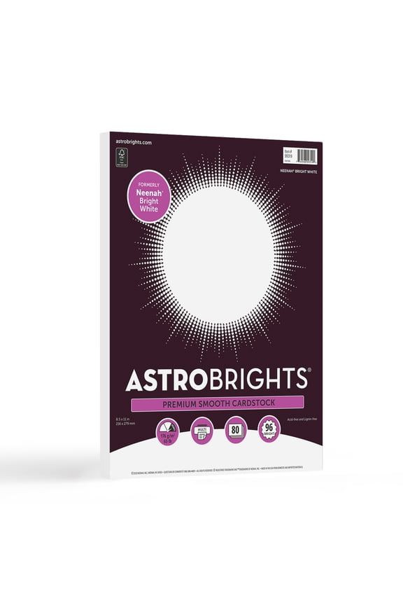 Bright White Cardstock, 8.5" x 11", 65 lb, 80 Sheets