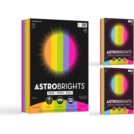 Astrobrights Classroom 2-Pack Paper and Cardstock Bundle, Bright Colors, 24 lb