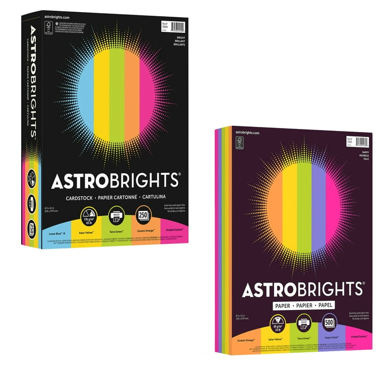 Astrobrights Colored Cardstock, 8.5” x 11”, 65 lb./176 gsm, Bright  Assortment, 250 Sheets