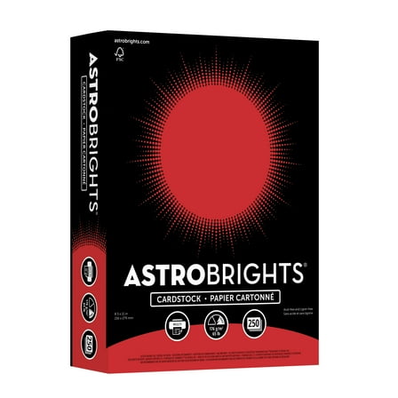 Astrobrights Colored Cardstock, 8.5" x 11", 65 lb./176 Gsm, Re-Entry Red, 250 Sheets (21758-01)