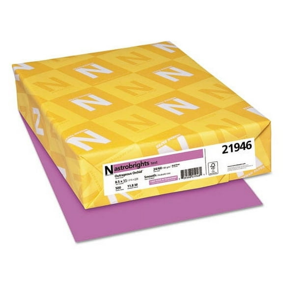 Astrobrights Color Paper, 24 lb, 8.5 x 11, Outrageous Orchid, 500/ream | Bundle of 2 Reams