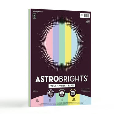 Astrobrights 8.5" x 11" Pastel Smooth Paper, 20 lb/75 Gsm, Assorted Pastel, 100 Sheets